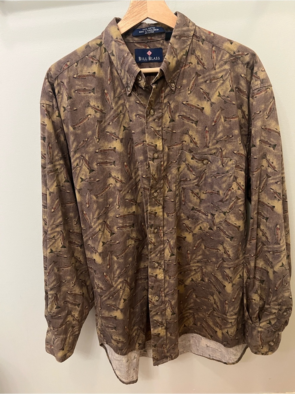 bill blass Brown and Olive Button-Down Casual Shirt